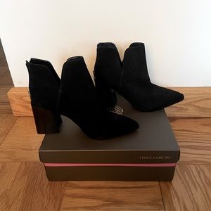 Vince Camuto Black Suede Ankle Booties - 8M- brand new w/box